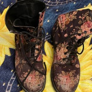 Black floral Dr. Marten’s canvas combat boots